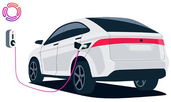 domestic Ev charger and car with SYNERGY EV logo