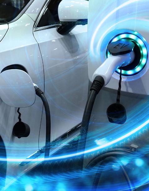 Plugged in and charging electric car